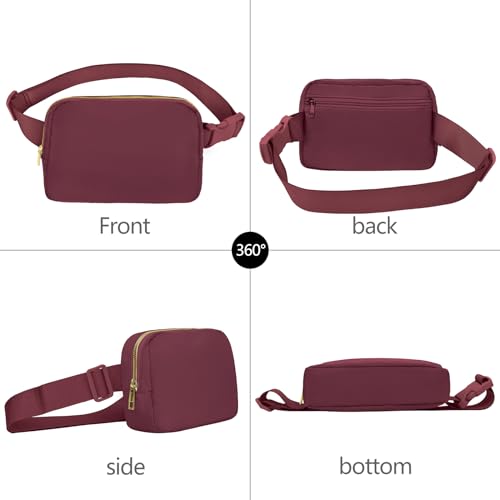 VOROLO Fanny Pack For Women And Men Crossbody Bag Belt Bag with Adjustable Strap Graduation Gifts Wine Red - color: Wine Red, style: 1 Pack Fanny Pack