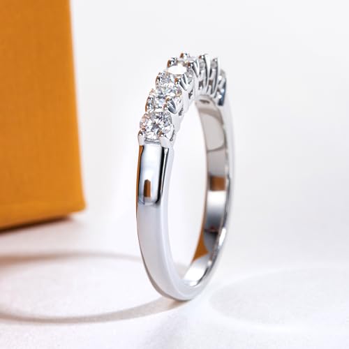 Moissanite Eternity Rings Wedding Bands D Color VVS1 Clarity Round Brilliant Cut 925 Sterling Silver 5/6 Stones Anniversary Band Rings for Women with Certificate - color: 6 Stones-Upgraded