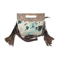 Merbaa Women Natural Cowhide Leather Crossbody Sling Bag With Adjustable Detachable Strap | Shoulder Bag | Handbag - color: Black & White