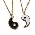 Gold Silver Yin Yang Pendant Necklace for Couples - color: IP Gold Plated Stainless Steel