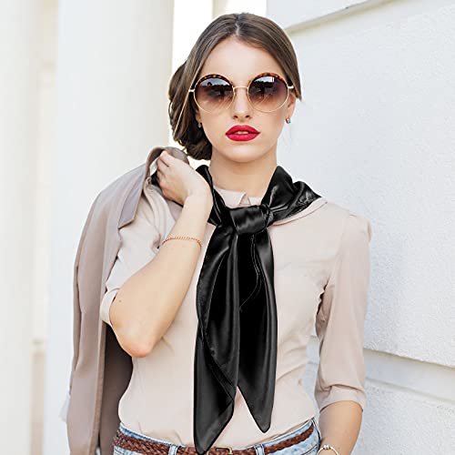 SATINIOR 35 Inch Silky Head Scarf 2 Pcs Large Square Neck Scarf Sleeping Hair Wrapping Satin Bandana for Women - color: Pink, Black, style: Classic