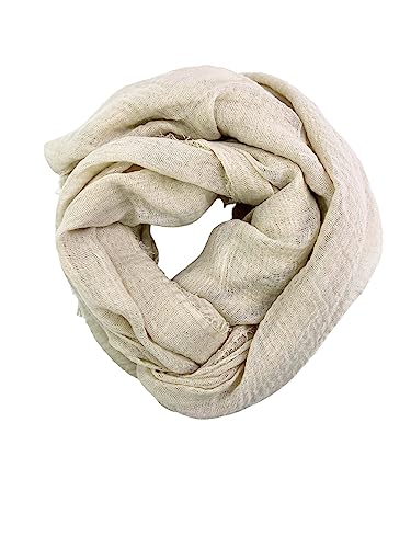 Humble Hilo Womens Woven Bohemian Style Gauze Scarf,Shawl, Head Wrap Fringed Edge Lightweight, Long Folds Small - color: Bone