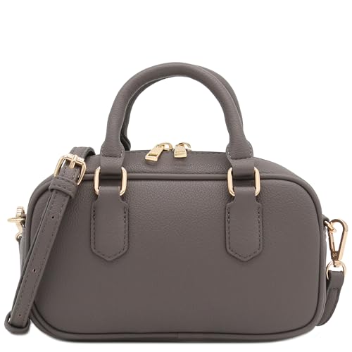 FashionPuzzle Mini PU Leather Satchel Purse Top Handle Crossbody Bag - color: Grey