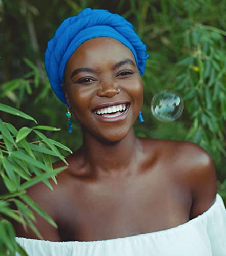 HOMELEX Head Wraps Turbans Stretch Jersey Knit Headwraps Wrap Turban Scarf Tie for Women - color: Bl