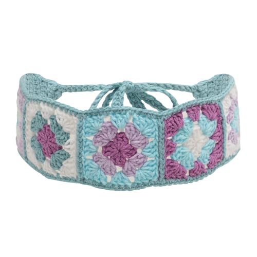 ZLYC Women Floral Headband Handmade Crochet Knit Vintage Hair Bands (Floral Blue) - color: Floral Blue