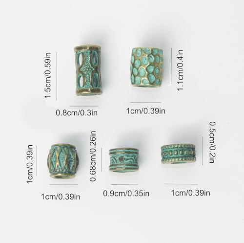 10Pcs Viking Hair Accessories Runes Tube Beads for Braids Dreadlock,Metal Beard Clips Rings Cuffs Braiding Ornaments Decoration Jewelry Bracelets Pendant Necklace DIY