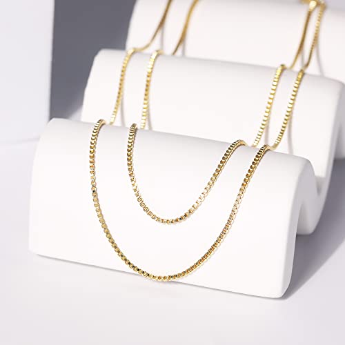 CHESKY Layered Necklaces for Women, 14K Gold Plated Chain Necklace Women Trendy Cuban Link Paperclip Chain Toggle Clasp Necklace Fashion Chunky Jewelry for Women - style: Box Chain-GD