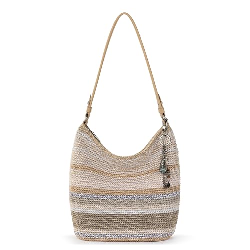 The Sak Sequoia Hobo Bag - Hand Crochet Large Women's Purse for Everyday & Travel - Durable Handbag & Tote With Zipper Pocket - color: Sand Stripe