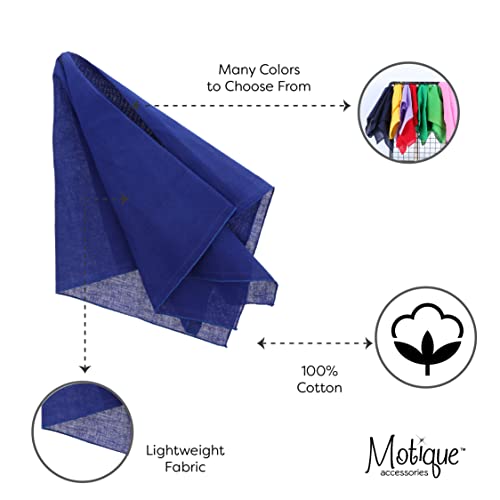Motique Accessories Solid Color Bandana - Set of 6 Bandannas - color: Blue