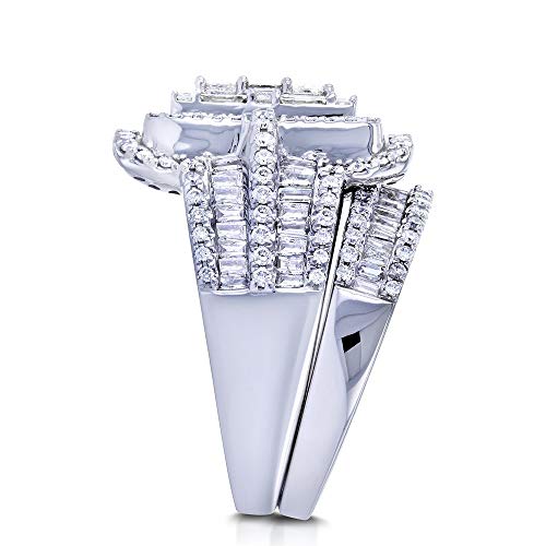 925 Sterling Silver Shiny Full Diamond Gemstone Ring Cubic Zirconia Rings Fold Wear Bridal Sets CZ Diamond Multi Row Ring Eternity Engagement Wedding Band Ring For Women (US Code 8) - size: US Code 8