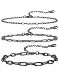 ChainsHouse Ankle Bracelets for Women, Stainless Steel Chain Anklets Waterproof, Women Summer Beach Jewelry Gift, Come with Box - color: 03. 3Pcs-(2+3+6mm)-Paperclip-Black