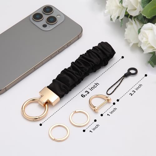 Keychain for Women Girls Bling Heart/Star/Strawberry Key Chain Accessories for Key/Backpack Bag Charm - color: Black Star