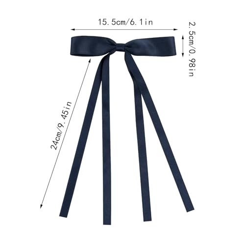 WORTL Hair Bows Clips Coquette Ribbon Bowknot with Long Tail Princess Hair Bows French Barrettes Hair Accessories for Women Girls 16PCS (Red, Brown, Dark Blue, Black) - color: Red, Brown, Dark Blue, Black