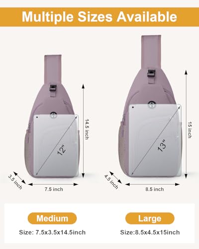 Pritent Crossbody Bags for Women Man, Waterproof Sling Bag Backpack Trendy Casual Cross Body Bags with Convertible Shoulder Strap Chest Bag for Camping Hiking Travel Essentials (Purple, Medium) - color: Purple, size: Medium