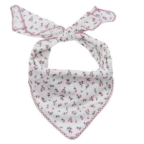 Floral Bandanas for Women Men, 27" x 27" Large Cotton Bandana Headband Head Wraps Hair Scarf for Beach Camping - color: White Floral