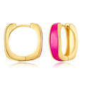Chunky Hoop Earrings for Women Thick Minimalist Geometric Huggie Hoop Earrings Dainty Thick Y2K Preppy Earrings - style: Square-hot pink
