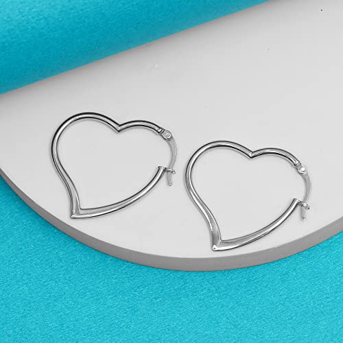 LeCalla 925 Sterling Silver Heart Hoop Earrings for Women | Love Theme Heart Shaped Hoop Earring | Womens Italian Love Heart Earrings Hoops - color: Heart Hoop