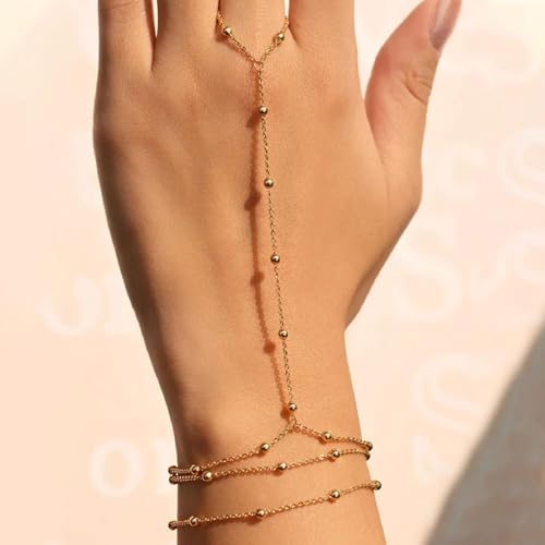choice of all Hand Chain Bracelet Gold Finger Ring Bracelet Hand Chain for Women Trendy Birthday Jewelry Gifts - color: B6:hand chain-G