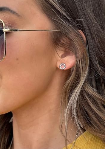 18K Gold Love Knot Stud Earrings for Women Statement Button Pearl Stud Earrings Minimalist Cute Small Post Earring - color: 7.Silver Circle