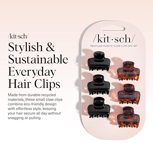 Kitsch Small Hair Clips for Women - Stays In Place Without Pulling or Snagging | Durable Plastic, Sturdy Small Claw Clips | Ideal Gifts for Women - Black & Tortoise, 6 Pcs - color: Black and Tort