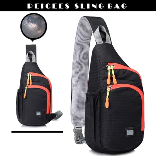 Peicees Small Sling Backpack Waterproof Unisex Shoulder Bag Chest Crossbody Daypack - color: Black, size: Small