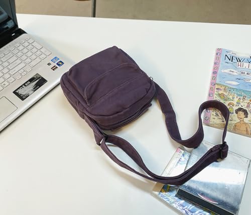 Small Crossbody Bag Cute Purse Mini Canvas Crossbody Purse Phone bag - color: Purple2