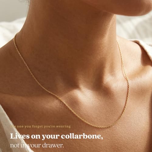 KEZEF 18K Gold Plated 925 Sterling Silver Box Chain Necklace for Women, 1mm Thin & Sturdy Italian Chain Necklace, Rose Gold & Silver Available, 15/16/18/20/22/24/30 Inch - color: Sterling Silver, size: 18 Inch
