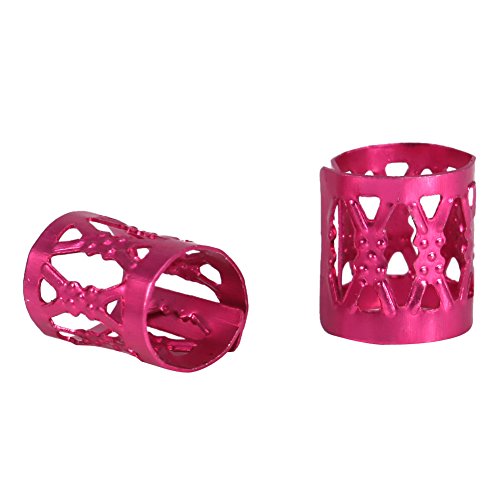 100PCS Braiding Beads Metal Cuffs,New Colorful Dreadlocks Beads Hair Braid Rings Clips Dread Locks, Rings Cuff Hair Decoration Braiding Filigree Tube Hair Jewelry (rose red) - color: rose red