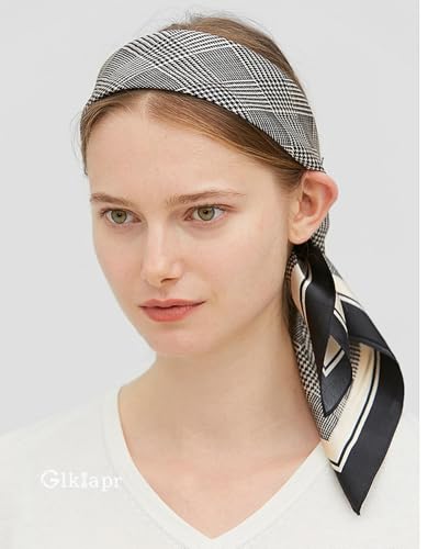Satin Bandana Headscarf for Women Silky Hair Scarves for Fashion Lightweight - color: 22-black and White Stripe