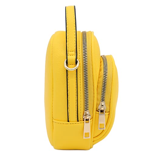 FashionPuzzle Two Compartment Mini Crossbody Bag | Two Compartment - color: Yellow