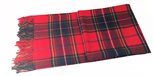 Wander Agio Women's Fashion Long Shawl Big Grid Winter Warm Lattice Large Scarf - color: Red Blue