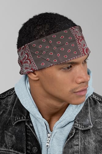 Motique Accessories Two Tone Paisley Bandana - Set of 3 - color: Brown Red White