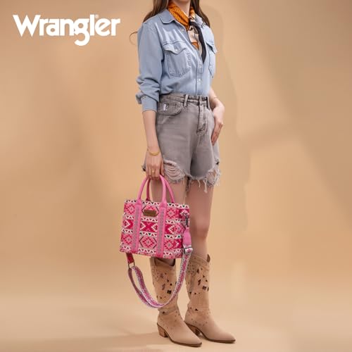 Wrangler Aztec Tote Bag for Women Boho Shoulder Purses and Handbags - color: Aztec Peach Pink (Guitar Strap)