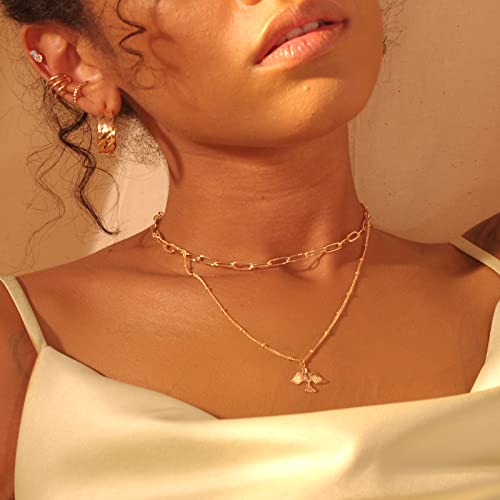 Fettero Animal Necklaces for Women 14K Gold Plated Charm Snake Necklace Elephant Bird Cat Butterfly Pendant Cute Dainty Necklace Jewelry - style: Dove Peace