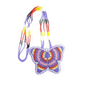 Handmade Native American Style Tribal ethnic Seed Bead Beaded Layered Medallion Necklace #1 - color: Purple Butterfly