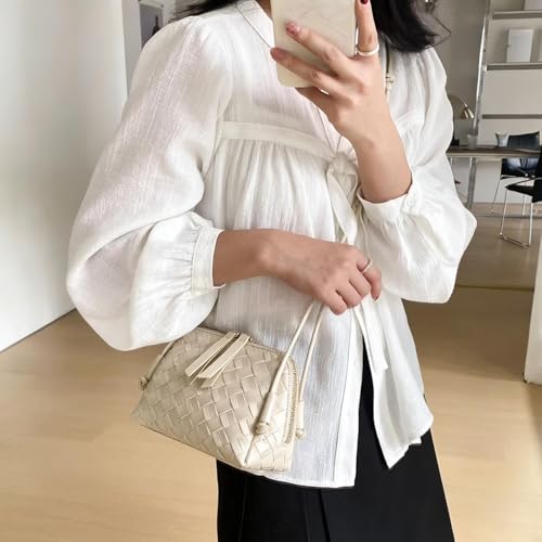 JYG Woven Crossbody Bags for Women PU Leather Handwoven Shoulder Bag Mini Satchel Purses with Adjustable Strap 2026 - color: Beige