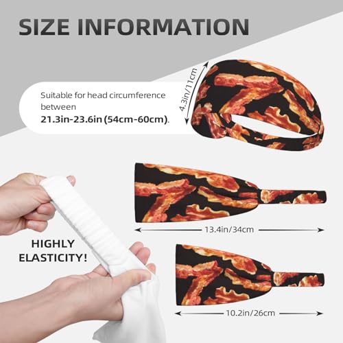Black and Gold Swirl Liquid Ink Marble Workout Headbands Fashion Sports Sweatbands Yoga Hairbands for Fitness Athletic Non Slip Wicking Headscarf for Men Womens Girls Summer Accessories Elastic Bands - color: Bacon Printing