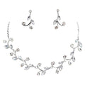 Faship Gorgeous Rhinestone Crystal Floral Necklace Earrings Set - color: Clear