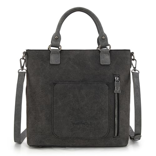 Trinity Ranch Crossbody Bags for Women Tooled Fringe Top Handle Handbags Vintage Western Purse - color: Black