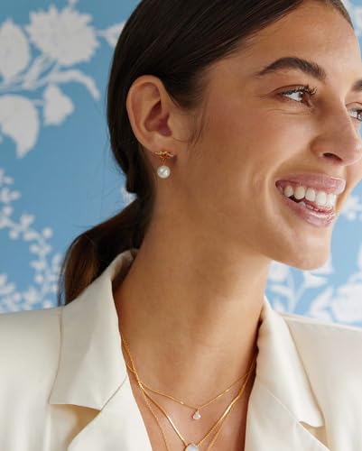 18K Gold Love Knot Stud Earrings for Women Statement Button Pearl Stud Earrings Minimalist Cute Small Post Earring - color: 10.Love knot