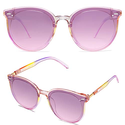 SOJOS Sunglasses Womens Trendy 2025 Classic Round Retro Vintage Shades Large Frame Sunnies SJ2067 - color: Purple