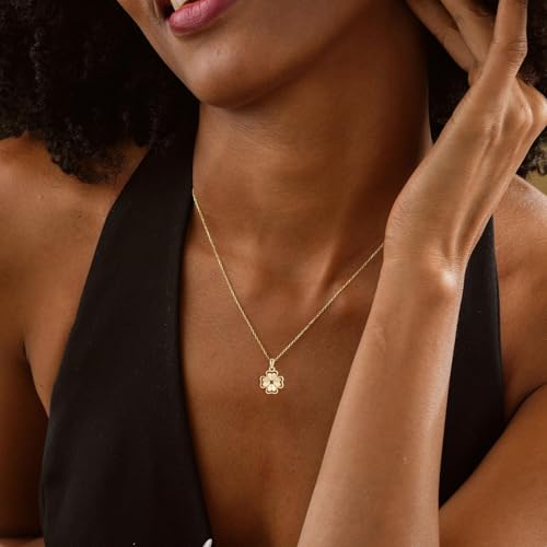 Dainty Gold Necklaces for Women Trendy Non Tarnish 14K Gold Plated Cubic Zirconia Necklace Layered Simple Cute Four Leaf Clover Choker Jewelry Birthday Gifts - color: Gold, style: Glossy