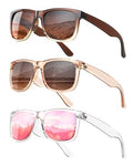 KALIYADI Womens-Sunglasses Polarized-Sunglasses for Women: Retro Trendy Sun Glasses With UV400 Protection for Driving Travel - color: Clear Tea+gradual Tea+sakura Powder
