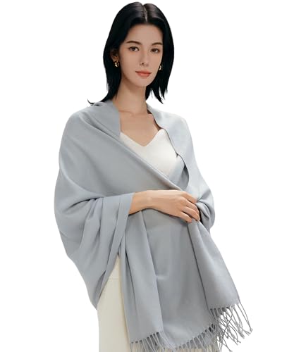 maamgic Women's Winter Scarf Soft Warm Scarf for Women Cozy Shawl Wraps for Women Lightweight Pashmina Style Wrap - color: Solid Ash Blue Light