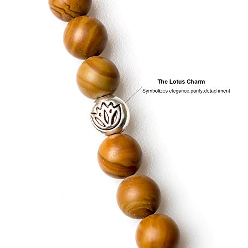 108 Mala Beads Necklace 7 Chakra Buddhist Prayer Beaded Bracelet Tree of Life Pendant Stone Yoga Necklace - color: Wood Jasper-Buddha