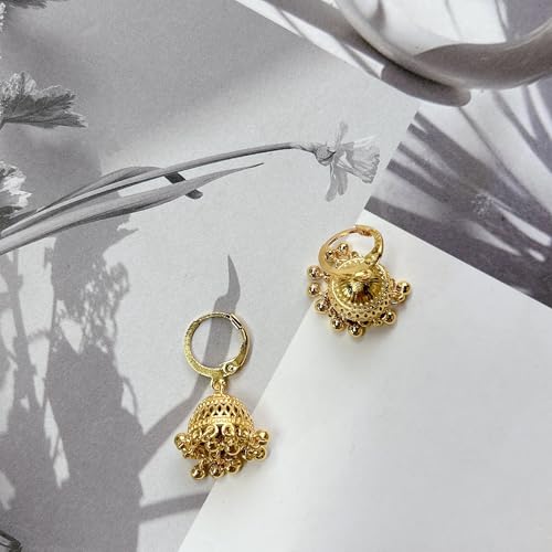 Indian Jhumki Bell Hoop Vintage Statement Earrings for Women Retro Ethnic Bohemian Hollow Jhumka Round Bells Tassel Dangle Drop Earring Bollywood Traditional Boho Gypsy Huggie Hoops Jewelry Gift