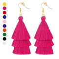 Earrings for Women Dangling, Layered Tassel Earrings Fringe Earrings Bohemian Studs Drop Earrings - color: Hot Pink