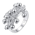 Fashion Dainty Women's S925 Sterling Silver Tassel Grape Dangle Drop Statement Band Ring