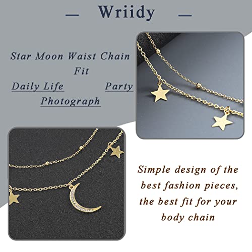 Layered Beads Waist Chain Gold/Silver Sun Belly Chain Bikini Body Chain Women Adjustable Beach Waist Jewelry Accessories - size: Medium, style: Gold Moon