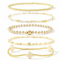 Gold Beaded Cross Bracelet for Women, 14K Plated Adjustable Stackable Dainty Bracelets, Non Tarnish Fashion Jewelry Set Gifts for Women Birthday Friendship - color: Colors-7